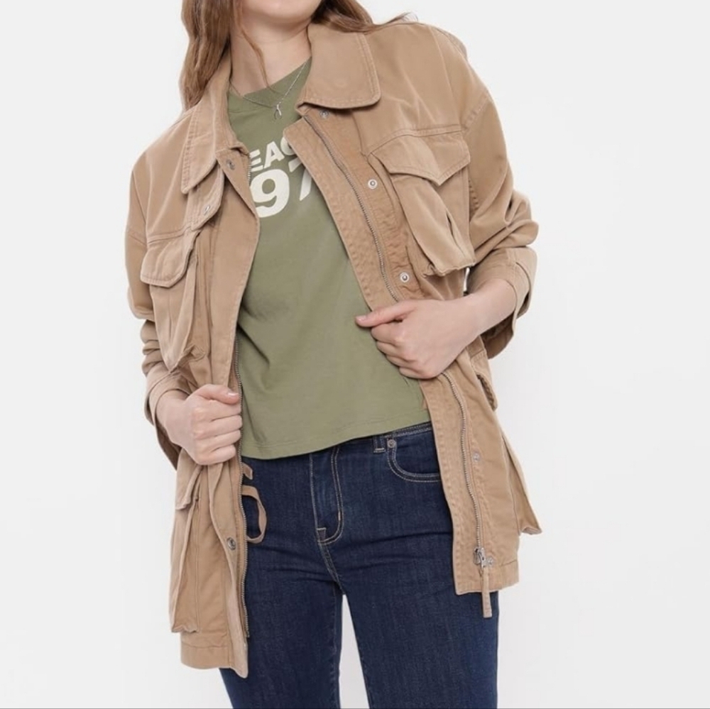 SALE! Khaki Military Anorak Utility Jacket Coat Medium - Picture 4 of 14